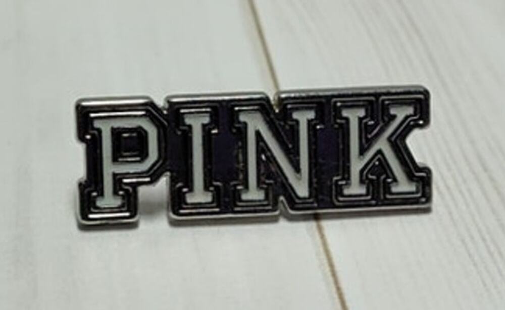 Victoria's Secret Pink Logo Silver Tone Hat, Lapel Pin